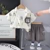 Traje de Verano de Manga Corta para Niños Transfronterizo 2025 Nuevo Guapo Bebé Camisa Ropa Moda Infantil Traje de Tres Piezas Moderno