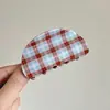 Pinza para el pelo con estampado universitario estilo coreano para mujer, esquema de colores azul fresco y marrón, pinza de tiburón para recogidos, accesorio para el pelo versátil