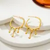 2024 Nueva Tendencia de Moda de Personalidad Europea y Americana Pendientes Largos Irregulares Plegados Forma de Gota de Lava Oro 18K