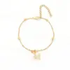Pulsera de Perlas con Letras de Diamante Nuevo Europeo y Americano para Mujer, Colgante de Letra de Circonita, Pulsera de Perlas de Arroz, Enviado desde Yiwu