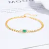 Pulsera de Diamante Cuadrado Esmeralda para Mujer Plata de Ley 925 Simple Versátil Pulsera de Circonita Cuadrada Moda Ins Elegante Joyería de Plata