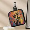 Porta-moedas Fofo com Estampa de Gatos Múltiplos, Bolsa de Armazenamento Impermeável de Couro Sintético com Zíper, Estojo Multifuncional Mini para Fones de Ouvido