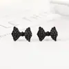 Estilo Coreano Estilo Fresco Aretes Pequeños Negros con Lazo Simple Combinan con Todo Moda Aretes Sencillos Aretes para Estudiantes