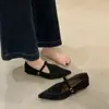 Zapatos Planos Elegantes de Punta Fina para Mujer 2025 Primavera y Otoño Nuevos Retro Tacón Grueso Zapatos para el Trabajo Zapatos Mary Jane Franceses