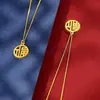 Colgante de la Fortuna Calado de Oro y Plata Pura 999 Jiufengxiang Colgante Pequeño de la Fortuna Doble Cara Cadena para Clavícula Regalo para Amigos
