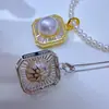 Collar con Colgante Multifuncional de Perla de Agua Dulce Genuina Incrustado con Circonita Cúbica Completa Estilo Europeo y Americano Plata de Ley S925 Collar de Plata de Ley Zhuzhi Joyería al por Mayor para Mujeres