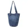 Nova Bolsa Jeans Outono 2026 Bolsa de Ombro Feminina Grande Capacidade Moda Tendência Bolsa Saco Simples Bordada