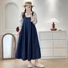 Nuevo Vestido de Peto de Mezclilla Vintage Estilo Japonés Otoño Cuello en U Grande Holgado Juvenil Vestido de Tirantes en Capas