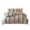 Juego de cuatro piezas de ropa de cama de gasa de doble capa 100% algodón Clase A, sábana de algodón puro, funda de edredón, juego de tres piezas para dormitorio universitario 3