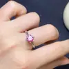 Anillo de Moissanita Rosa Que Pasa la Prueba de Diamantes, Piedra Principal Redonda de 1 Quilate 6.5mm Claridad Vvs, Plata 925