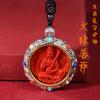 Colgante de Buda con ocho guardianes de cinabrio natural de alto contenido, venta al por mayor, de fábrica de cinabrio, con incrustaciones de thangka.