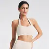 Sujetador Deportivo Cruzado Europeo y Americano con Cuello Halter para Mujer, Ropa de Yoga de Verano con Almohadillas en el Pecho, Sujetador de Yoga Pilates Sexy sin Espalda