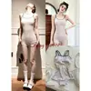 Glaseado de Bruma en PolvoTraje de baño de carreras retro francés, corte ajustado, con almohadillas en el pecho, de doble capa, talla grande para mujeres con curvas