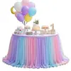 Falda de mesa de malla colorida con degradado transfronteriza para bodas al aire libre, fiestas navideñas y mesas de postres de hotel falda de mesa tipo tutú