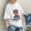 Camiseta esportiva de algodão puro com manga curta estilo coreano para meninos, nova roupa de verão para alunos do ensino fundamental e crianças, blusa respirável de meia manga, camiseta da moda