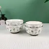 Flor de Felicidad Fresca Plato Cuenco de Cerámica Cuenco de Diamante Nórdico Cuenco para Arroz Casero Cuenco para Fideos Cuenco para Sopa Plato para Verduras Plato de Cena Color Bajo Esmalte