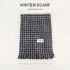 Bufanda de Cachemira a Cuadros Estilo Japonés y Coreano Nueva de Invierno Atmósfera Estilo Pequeño Chanel Gruesa Cálida para Mujer Chal Versátil de Barba Corta