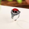 Anillo de plata Yilu S999 con superficie de huevo, estilo étnico retro vintage, con diseño de tulipán y ámbar de sangre pura, con temperamento de flor de huevo