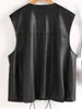 Chaleco de Cuero con Cuello Redondo para Mujer, Chaqueta de Cuero sin Mangas de Moda para Primavera y Otoño, Versátil con un Estilo Elegante y Sofisticado