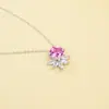 Collar de zafiro rosa Padparadscha, plata 925, gema de color cultivada, lujo ligero, versátil para uso diario, diseño de nicho con un toque de alta gama