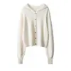 Sudadera de Cachemir para Mujer 100% Cachemir Puro Tejido de Punto Cárdigan para Mujer Otoño e Invierno Holgado Versátil Color Sólido Chaqueta Casual