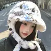 Nuevo Sombrero Lei Feng de Felpa Gruesa Estilo Fair Isle para Mujer, Sombrero Cálido de Invierno para Ciclismo con Protección para los Oídos, Sombrero Aviador con Lazo Adelgazante
