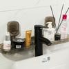 Estante de Almacenamiento para Grifo con Ventosa Baño Baño Drenaje Sin Perforaciones Montado en la Pared Lavabo Lavabo Caja de Almacenamiento