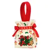 Bolsas de Regalo Navideñas Transfronterizas Personalizadas para Nochebuena, Bolsas de Lona con Cordón de Manzana, Bolsas de Dulces de Santa para Niños