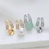 Accesorios para Pendientes de Perla con Aguja de Plata S925, Circonita Cúbica de Forma T de Alta Gama, Pendientes Elegantes y Únicos al por Mayor