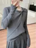 Suéter tejido retro, suave, holgado, casual, de alta gama, color gris, de manga larga, para mujer en invierno