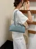 Bolso tipo Baguette Plisado de Cuero Suave Multicolor Bolso Largo Sencillo de Mano para Niñas Viajes de Negocios Compras Estilo Suave Bolso Pequeño de Hombro Único