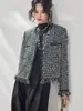 ShengduDesconto por Tempo Limitado Jaqueta Curta Versátil de Algodão Preto e Branco de Alta Qualidade com Borlas Grossas Estilo Pequeno Chanel Temperamento