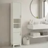 Armário Alto de Design Ranhurado para Porta, Banheiro, Venda Quente Transfronteiriça, Fornecimento Direto de Fábrica, Armário Alto para Apartamentos Pequenos, Armário de Banheiro, Sala de Estar, Armário Alto de Corredor