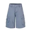 Shorts de Trabajo Retro Americano Desgastados para Hombre, Moda Callejera Estilo Punk, Shorts de Verano de Pierna Ancha Sueltos Rectos con Múltiples Bolsillos