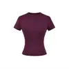 25 Nuevo de Verano para Mujer Estilo Spice Girls Color Sólido Mismo Estilo que Kardashian Cuello Redondo Ajustado Camiseta Base Corta Camiseta Básica de Manga Corta
