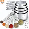 Juego de 13 Piezas de Taza Medidora y Cucharas Medidoras de Acero Inoxidable Transfronterizo con Cuchara Medidora Graduada Gadget de Cucharas Medidoras para Hornear