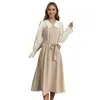 Amazon Aliexpress Estilo Francés Bloqueo de Color Cuello Polo Cintura Ceñida Adelgazante Elegante Vestido de Manga Larga