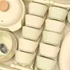 Conjunto de Tigela e Prato de Cerâmica com Padrão Vertical Romano, Cor Sob Esmalte, Combinação DIY Doméstica