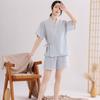 Conjunto de Pijama para Mujer Pijama de Algodón Tul Transpirable Ropa para el Hogar para Parejas Conjunto de Dos Piezas Primavera y Verano Traje para Mujer