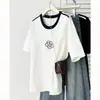 Camiseta de Punto de Manga Corta con Bloques de Color Floral Redonda para Mujer Talla Grande Verano Nueva Versátil 100 kg para Chicas Gorditas 9683
