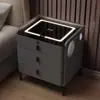 Pequeño Ultraestrecho Extremadamente Minimalista Moderno Lujo Ligero Encimera de Roca Madera Maciza Carga Inalámbrica Mesita de Noche para Dormitorio