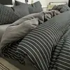 Conjunto de Roupa de Cama Listrado Preto e Branco Estilo Nórdico Peças Quatro Peças Macio Confortável Dormitório de Estudante Quarto Resistente à Sujeira Universal para Todas as Estações