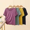 Camiseta de manga corta de modal para mujer, fina y holgada para el verano, disimula las imperfecciones del cuerpo, adecuada para estar en casa, se puede usar como capa exterior, camiseta básica de verano