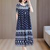 Camisola de Algodão e Seda para Mãe Feminina plus size Solta Vestido de Algodão Artificial para Meia-idade e Idosos Manga Curta Bolso Roupa de Casa