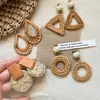 Brincos de Palha Estilo Férias de Verão na Beira-Mar com Design Único, Moda de Nicho, Brincos Estilosos e Distintos, Acessórios de Orelha Únicos Atacado