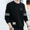 Moletom masculino outono e inverno, versátil, folgado, casual, moderno, gola redonda, com forro de fleece, peça básica estilosa