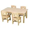 Conjunto Personalizado de Mesa e Cadeiras para Jardim de Infância, Cadeiras com Encosto Azul, Mesa Retangular, Mesa de Estudo e Cadeiras Infantis para Quatro Pessoas