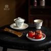 Taza de té de kung fu de gres para el hogar con agua de bambú azul pintada a mano de color rosa estilo Miji, taza de té de kung fu de cerámica para el hogar, taza de té Master Cup, taza de té