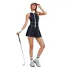 Saia-Short de Tênis Esportiva com Sutiã Embutido, Vestido Sem Mangas para Mulheres, Cintura Alta Justa de Verão Anti-Exposição Casual Fitness Saia Curta