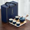 Hervidor de Té Perezoso de Cerámica Barro Negro Juego de Té Automático Tetera Portátil Pequeña para Viajes con Asa Lateral Bandeja de Té Té Kung Fu